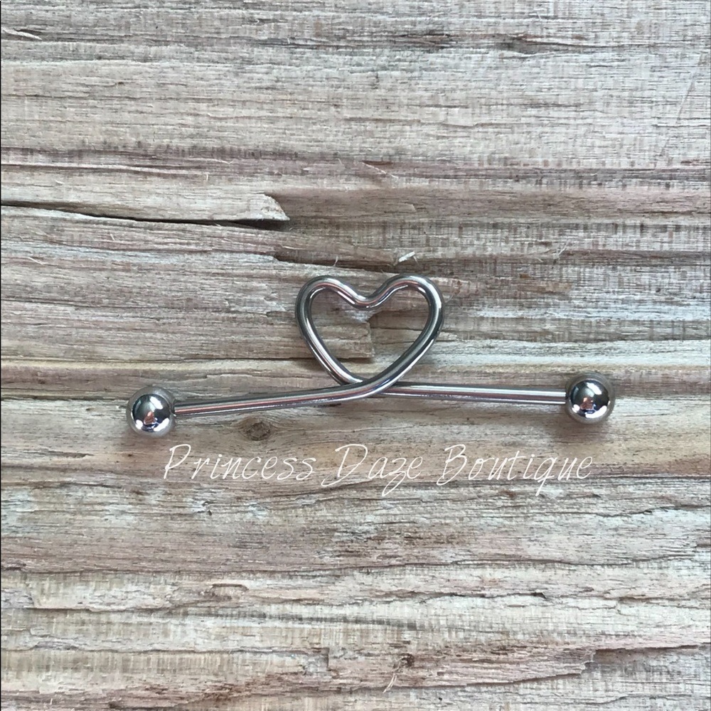 Silver Heart‎ Industrial Barbell Earring